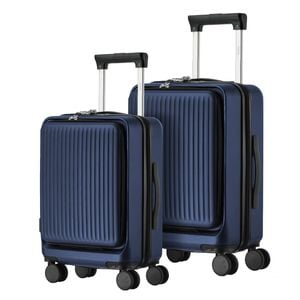 Mazam 2PCS Luggage Suitcase Trolley Set Front Opening TSA Lock Hard Case Navy