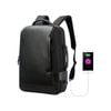 Bopai Luxury Style Leather & Microfiber with USB Charging Backpack  Black 15.6"