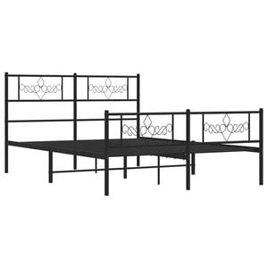 vidaXL Bed Frame with Headboard and Footboard Bed Base 135x190 cm Black Metal