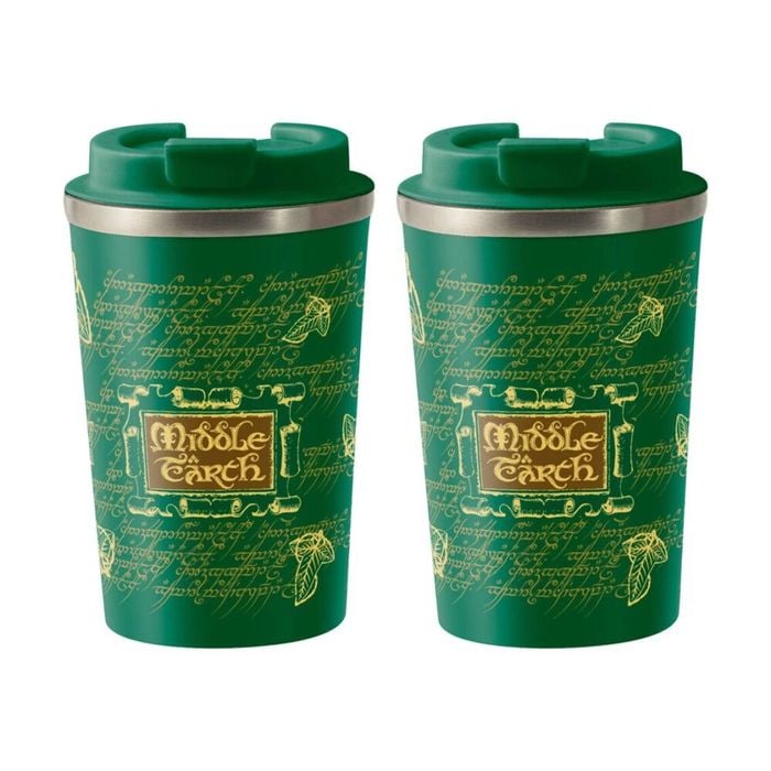 2PK Lord of the Rings Middle Earth Insulated Metal Travel Drinking Mug 350mL