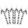 Catzon 6 Pcs Glitter Candy Cane Christmas Ornaments with Golden Ropes-Black