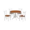 Lupin 5pc Dining Set 106cm Round Pedestral Table 4 Rubber Wood Chair - White Oak