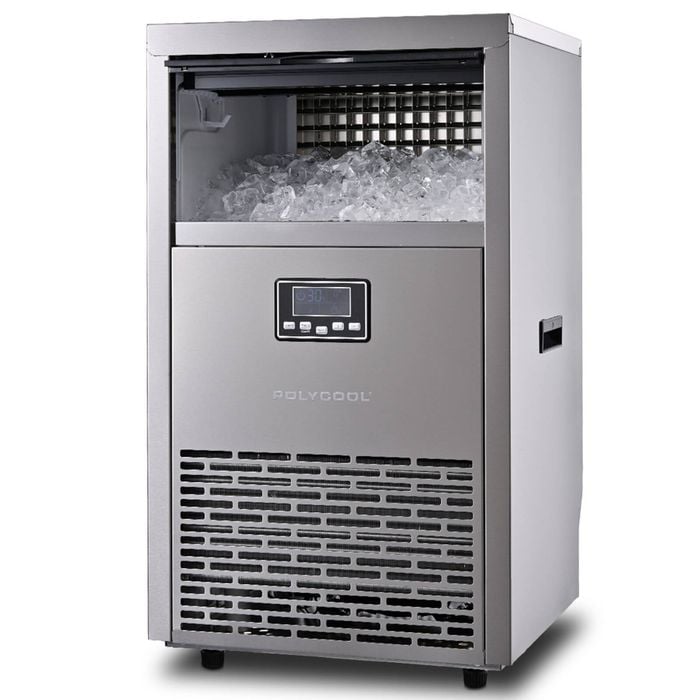 POLYCOOL Commercial Ice Maker Machine, up to 75kg/24hr, Timer & Self Cleaning Programs, 21mm Cubes