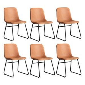 Levede 6pcs Vintage-Style PU Leather Dining Chairs - Brown