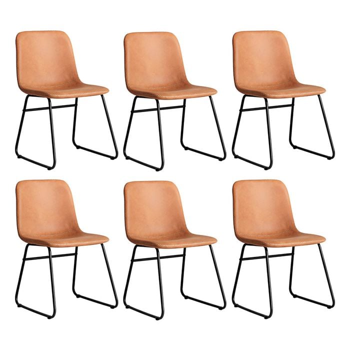 Levede 6pcs Vintage-Style PU Leather Dining Chairs - Brown