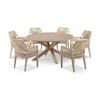 Houston Outdoor 1.5m Aluminium Dining Setting Light Oak Look With 6 Hugo Chairs & Cream Rope/cream Cushions