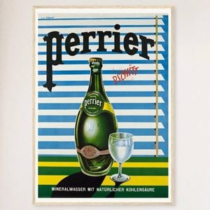Galrie Perrier Blinds 1956 Vintage Advertising Poster - Perfect for Home Decor, Wood Frame, A0 84 x 119cm (33 x 47inch)