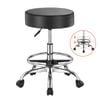 Vevor Round Rolling Stool Black With Footrest 360°swivel Thickened Cushion Height Adjustable