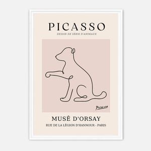 Galrie Elegant Minimalist Picasso Animal Series Drawing Art Print for Home Decor, White Frame, A4 21 x 30cm (8 x 12inch)