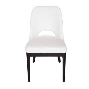 SK Designer Living | Maribel Upholstered Boucle Dining Chair | Black Legs - White Bouclé