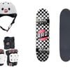 Rad Board Co 8" Skateboard Dude Crew Checker/Helmet/6pc Pad Gear Set Size M