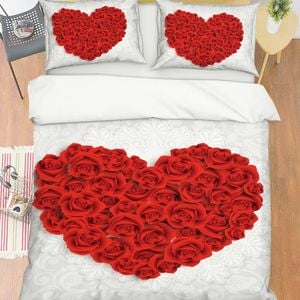 3D Rose Love 376 Bed Pillowcases Quilt King Size