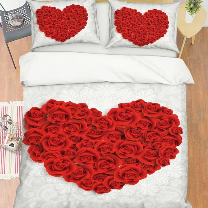 3D Rose Love 376 Bed Pillowcases Quilt King Size