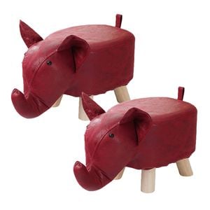 Soga 2x Red Elephant Kids Ottoman Stool