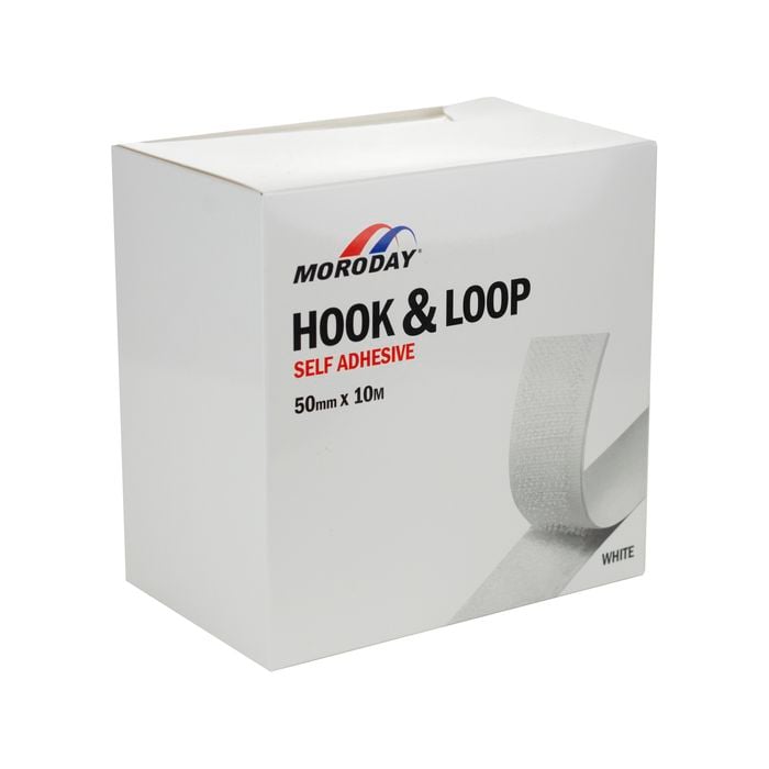 Moroday 50mm x 10m White Hook And Loop Self Adhesive