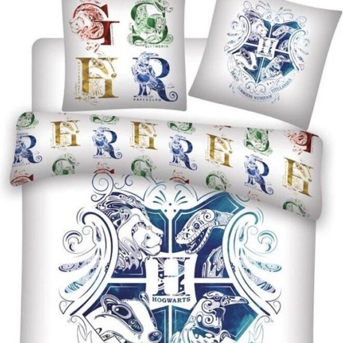 Harry Potter House Emblems Kids Cotton Quilt Cover Set - Single Bed Size