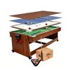 TOPONE 8FT 4-in-1 Convertible Multi Game Table, Heavy-Duty Reinforced Black Frame for Indoor Multi-Sport Use - Walnut