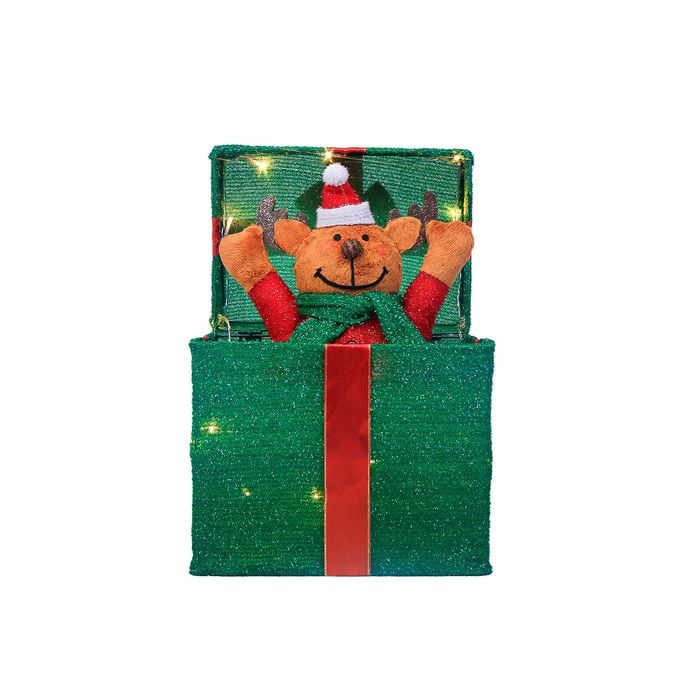 Mirabella Fabric Pop Up Reindeer Gift Box Light