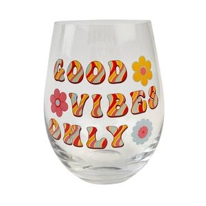 Urban 12cm Wine Glass Retro Floral Good Vibes Only Drinking Cup