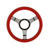 Cal Custom 14" Banjo Black Anodised Billet Aluminium 9 Bolt Steering Wheel Red Leather Full-Wrap