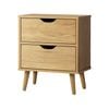 Oikiture Bedside Table 2 Drawers Nightstand Storage Cabinet Natural