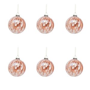 6PK Urban Speckle Glass Bauble Hanging Decoration 8cm Dusty Pink Assorted