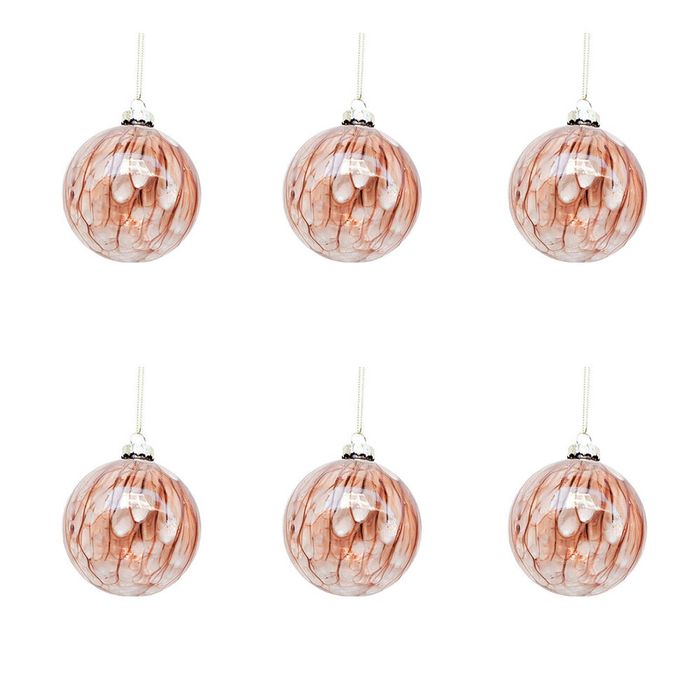 6PK Urban Speckle Glass Bauble Hanging Decoration 8cm Dusty Pink Assorted