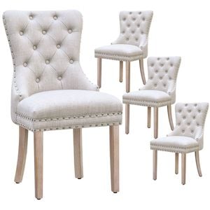 Alfordson Set Of 4 Dining Chairs Fabric Beige