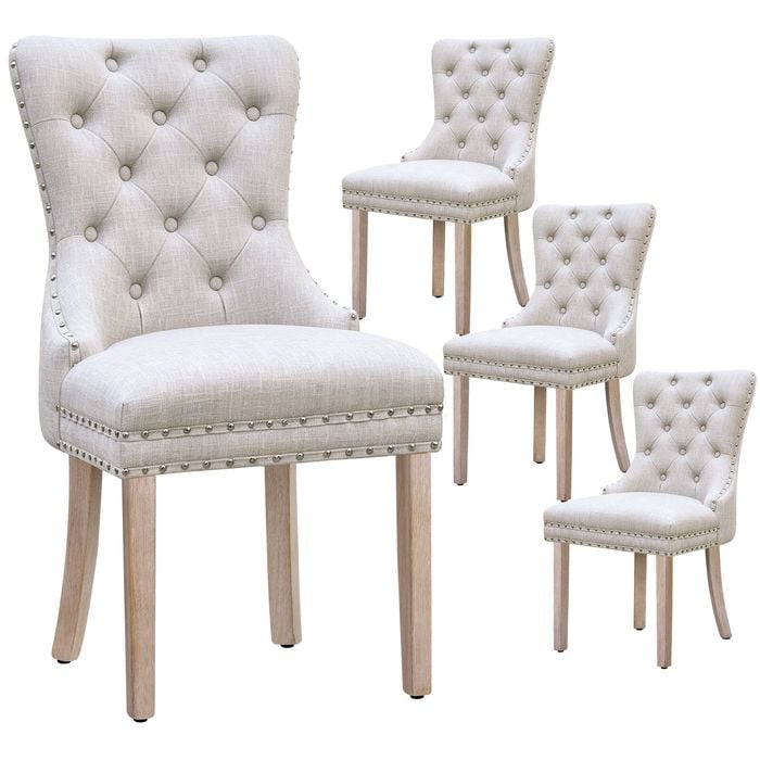 Alfordson Set Of 4 Dining Chairs Fabric Beige