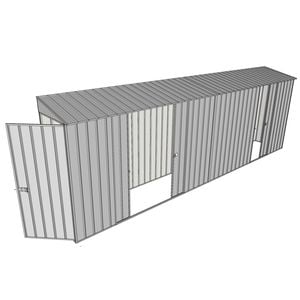 Build-a-Shed 0.8 x 6 x 2m Hinged Door Tunnel Shed with Double and Single Sliding Side Doors - Zinc