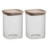 2PK Ecology Store Square 1.1L/15cm Glass Canister w/ Lid - Clear