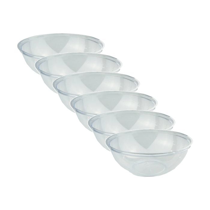 6x Partyware Heavy Duty Reusable Salad Bowl Tableware 305mm Clear