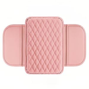 Catzon Leather Center Console Armrest Cover Microfiber Cushion Interior Accessory-pink
