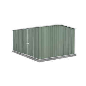 Absco Sheds 4.48 x 3.0 x 2.06m Pale Eucalypt Workshop Double Door Garden Shed