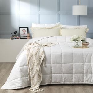 Ddecor Home Checks 500tc Cotton Jacquard Comforter Set King Bed White