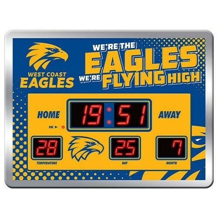 Afl Led Scoreboard Clock - West Coast Eagles - 45x33cm - Time Temp Date