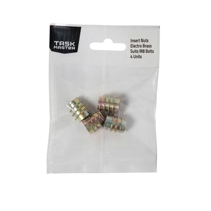 Taskmaster M8 x 15mm Brass Plated Curved Insert Nuts
