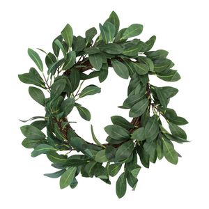 Wreath 50cm Plastic Bayleaf Wall/Door Hanging Home Decorative Display Green