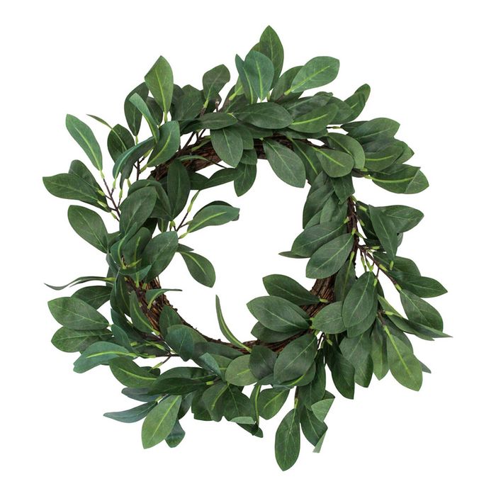 Wreath 50cm Plastic Bayleaf Wall/Door Hanging Home Decorative Display Green