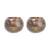 2x Coconut 13cm Lantern Slat Tealight/Fairy Light Round Boho Candle Holder Brown