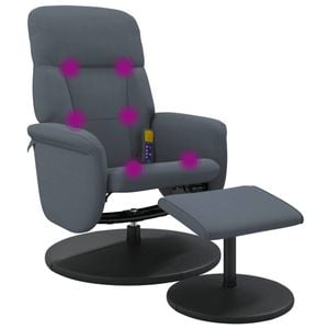 vidaXL Massage Recliner Chair with Footstool Armchair Office Dark Grey Velvet