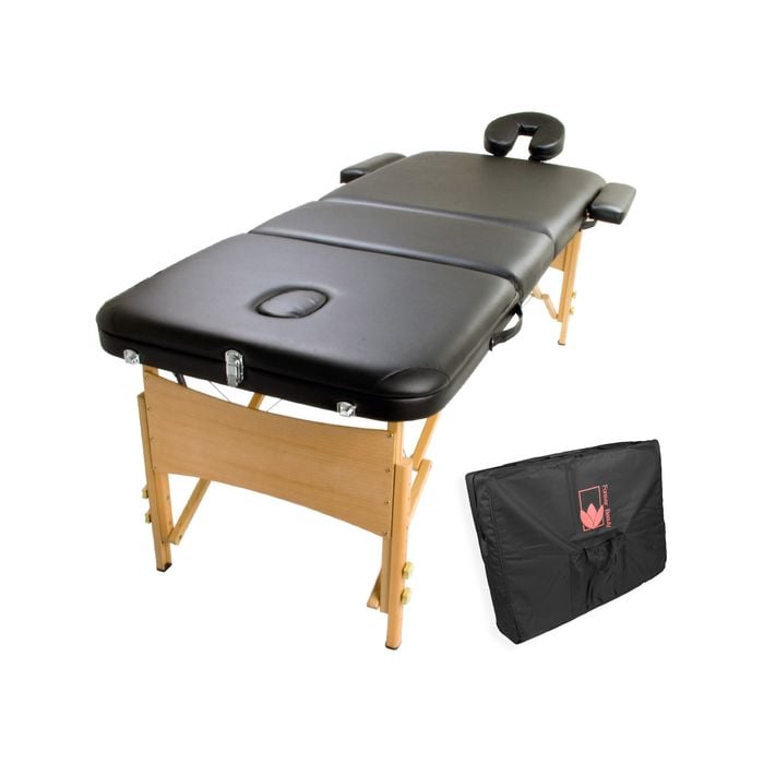 Forever Beauty Black Portable Massage Table Bed Therapy Waxing 3 Fold 70cm Wooden