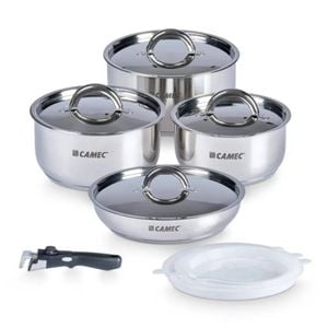 Camec SpaceSaver Pots & Fry Pan Set Camping Caravan Smart Space Saving Cookware