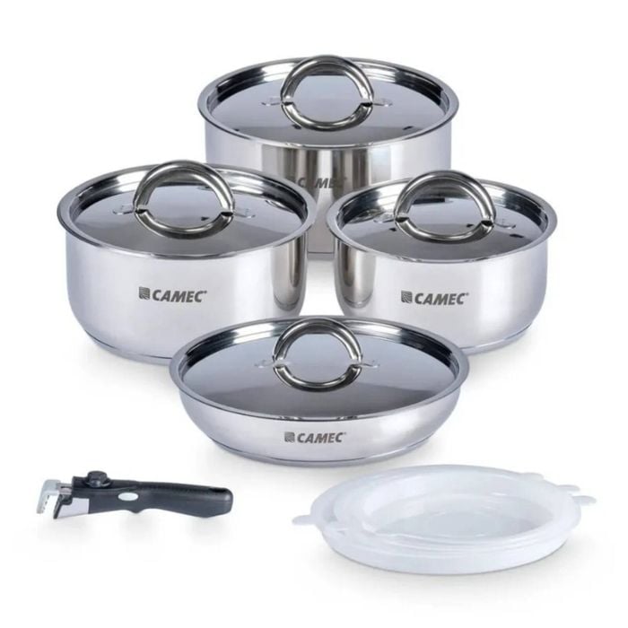 Camec Spacesaver Pots & Fry Pan Set Camping Caravan Smart Space Saving Cookware