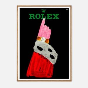 Galrie Vintage Rolex Advertising Art Print by Renem for Elegant Home Decor, Wood Frame, 50 x 70cm (20 x 28inch)