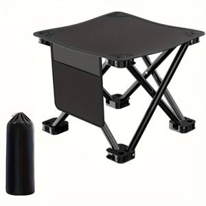 Extra Large Portable Folding Stool With Side Pocket