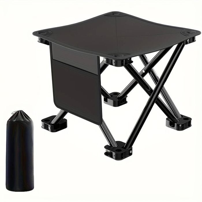 Extra Large Portable Folding Stool With Side Pocket