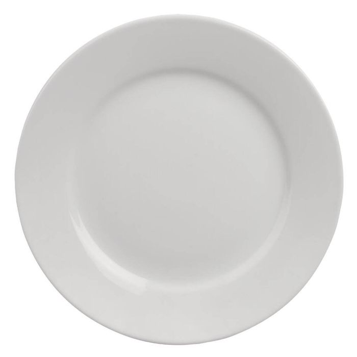 Olympia Plates Athena Wide Rimmed 12 Pack 254mm White Porcelain Dinnerware