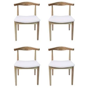 Sk Designer Living | Pack Of 4 | Replica Hans Wegner Elbow Chair Ch20 - White & Natural
