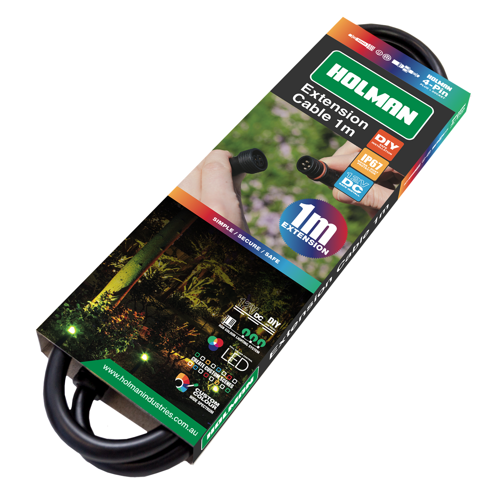 Holman RGB Colour Garden Light Extension Cable - 1m product image